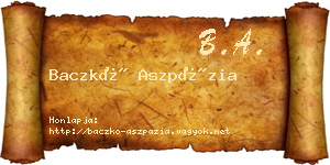 Baczkó Aszpázia névjegykártya